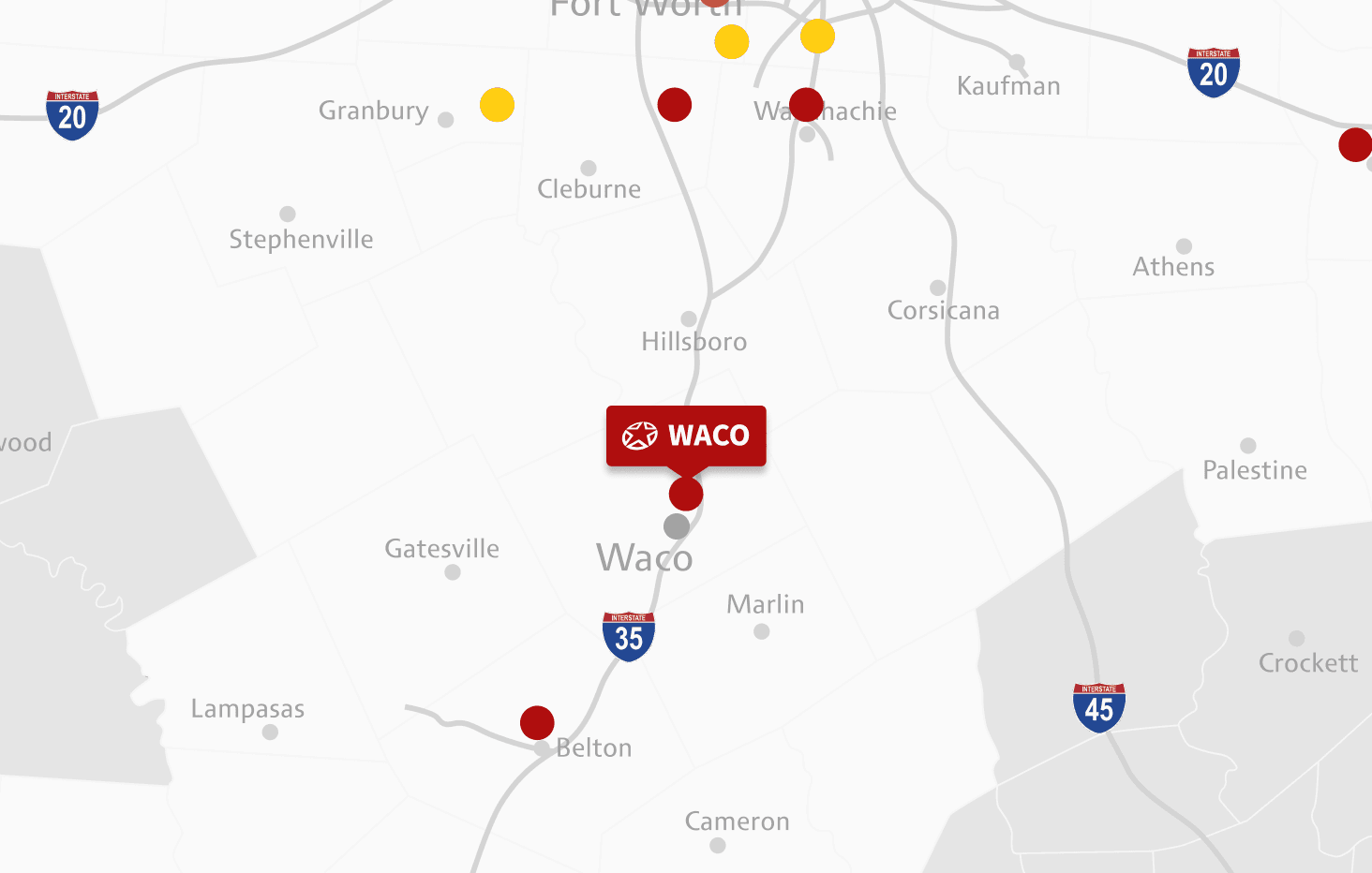 Map of Waco location