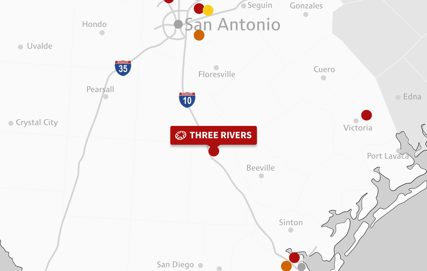 Map of Three Rivers location