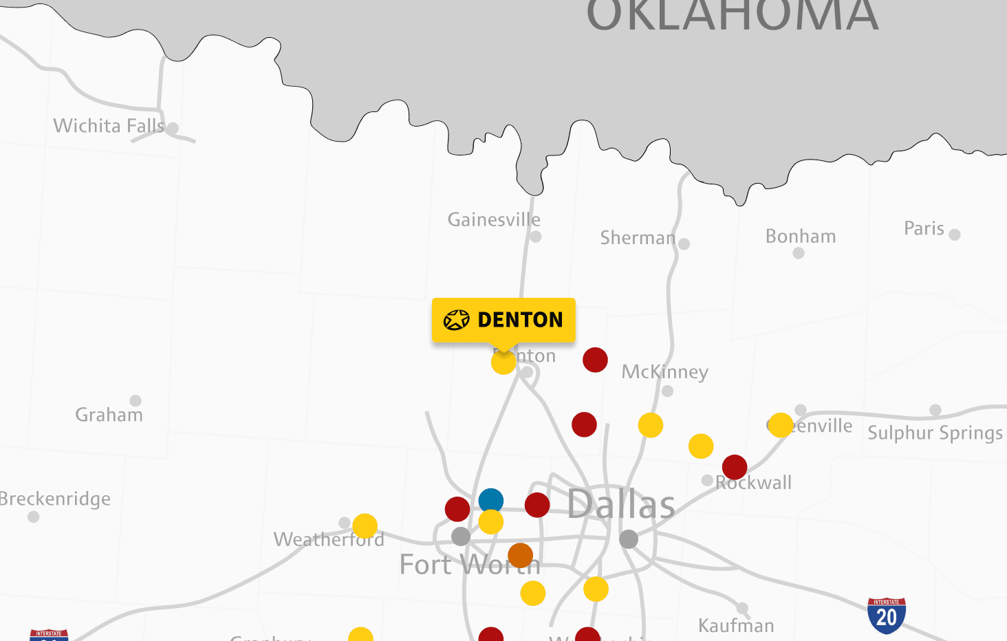 Map of Denton location