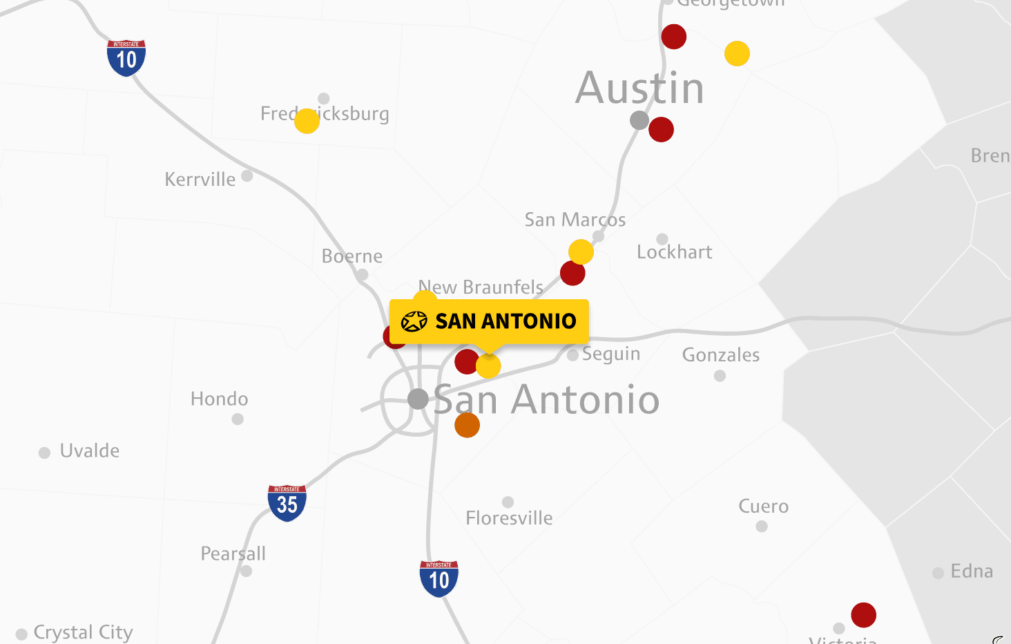 Map of San Antonio location (rentals & supplies)