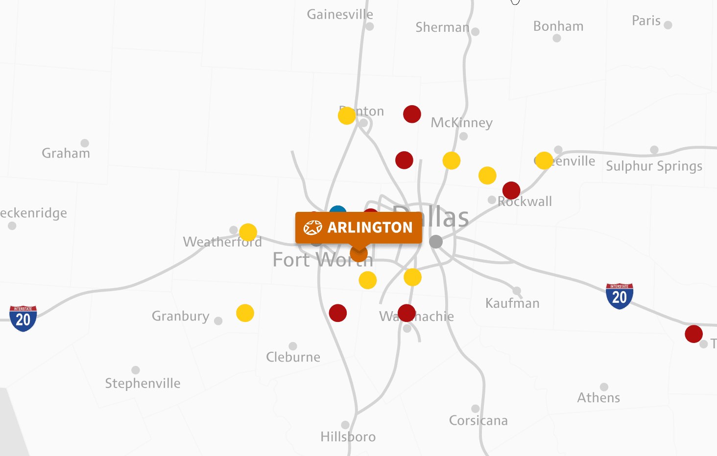 Mapa de la ubicación de Arlington