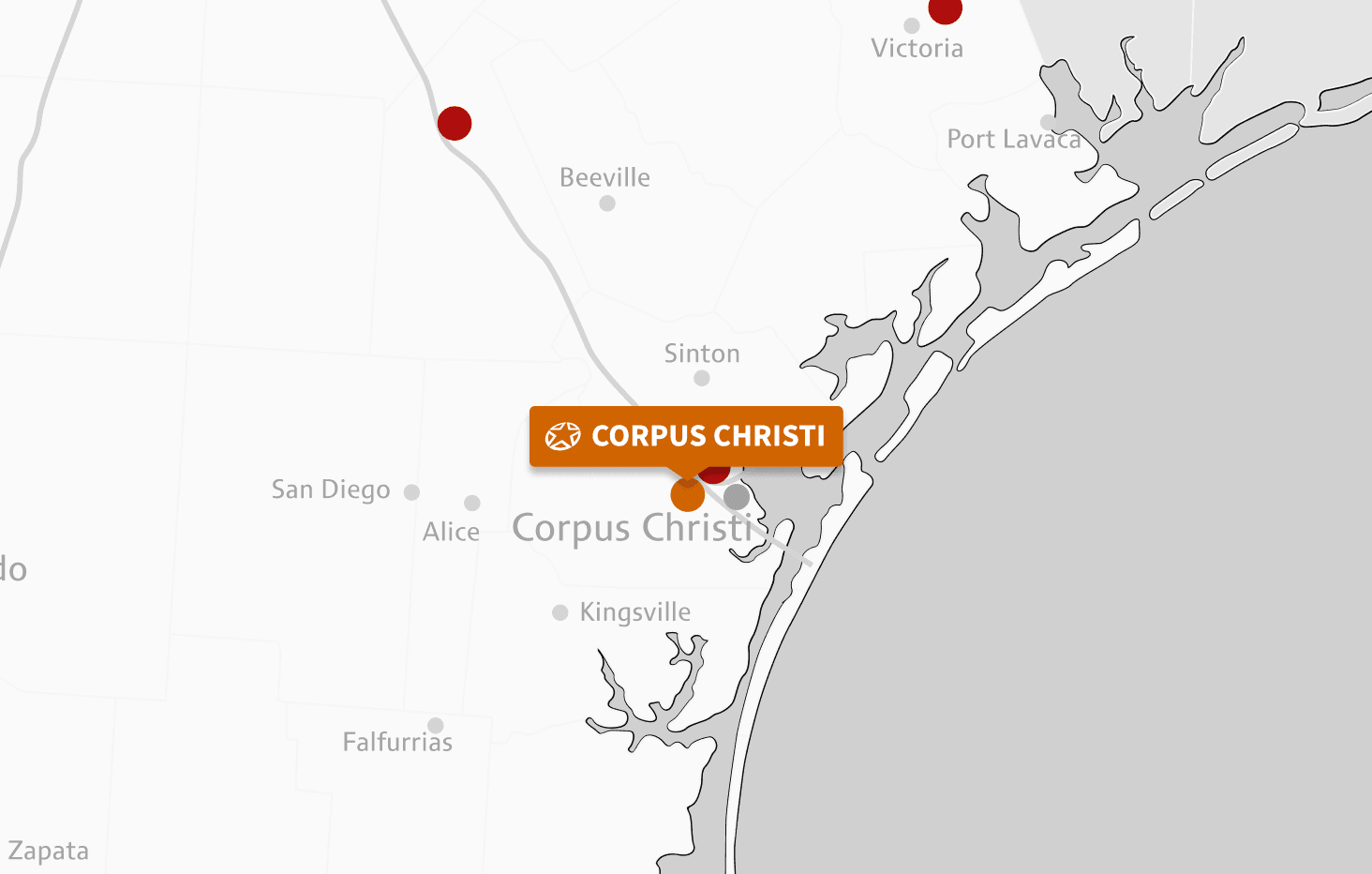 Map of Corpus Christi location (Padre Island)