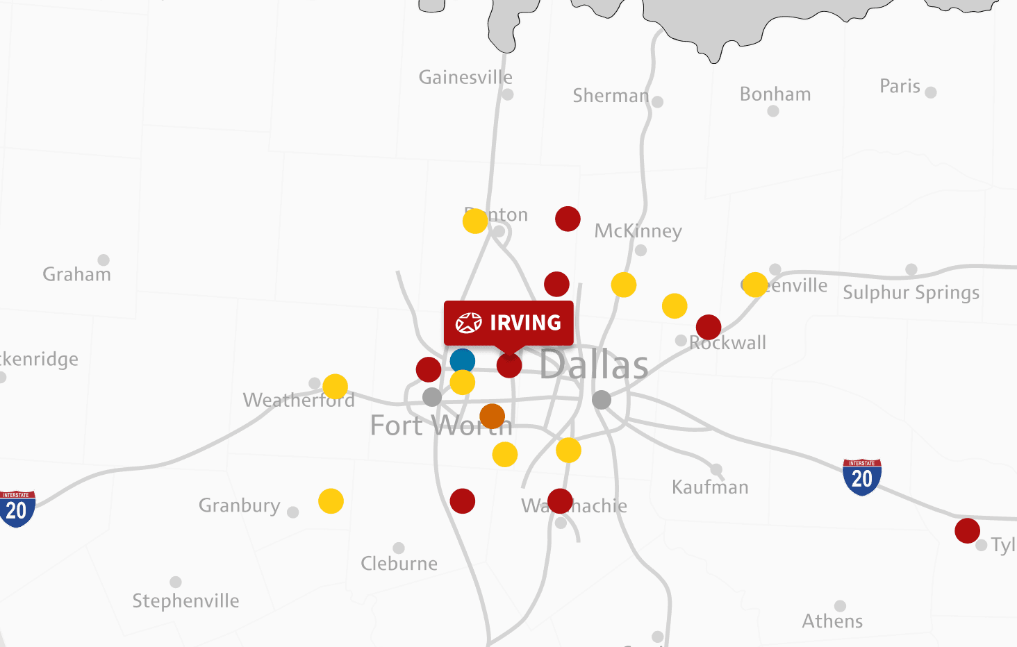 Map of Irving location